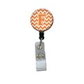 Carolines Treasures Letter F Chevron Orange and White Retractable Badge Reel CJ1046-FBR